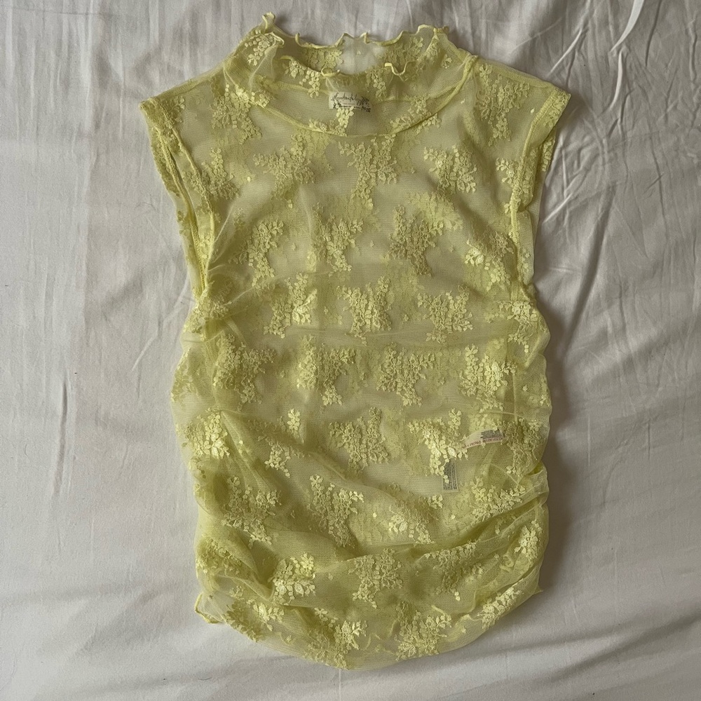 Free People Yellow Lace Top